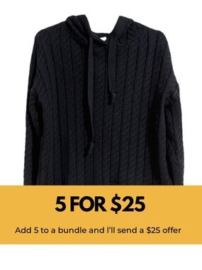 Black Cable-Knit Hooded Sweater